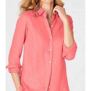 J. Jill Linen Top Button Down Shirt M Pink